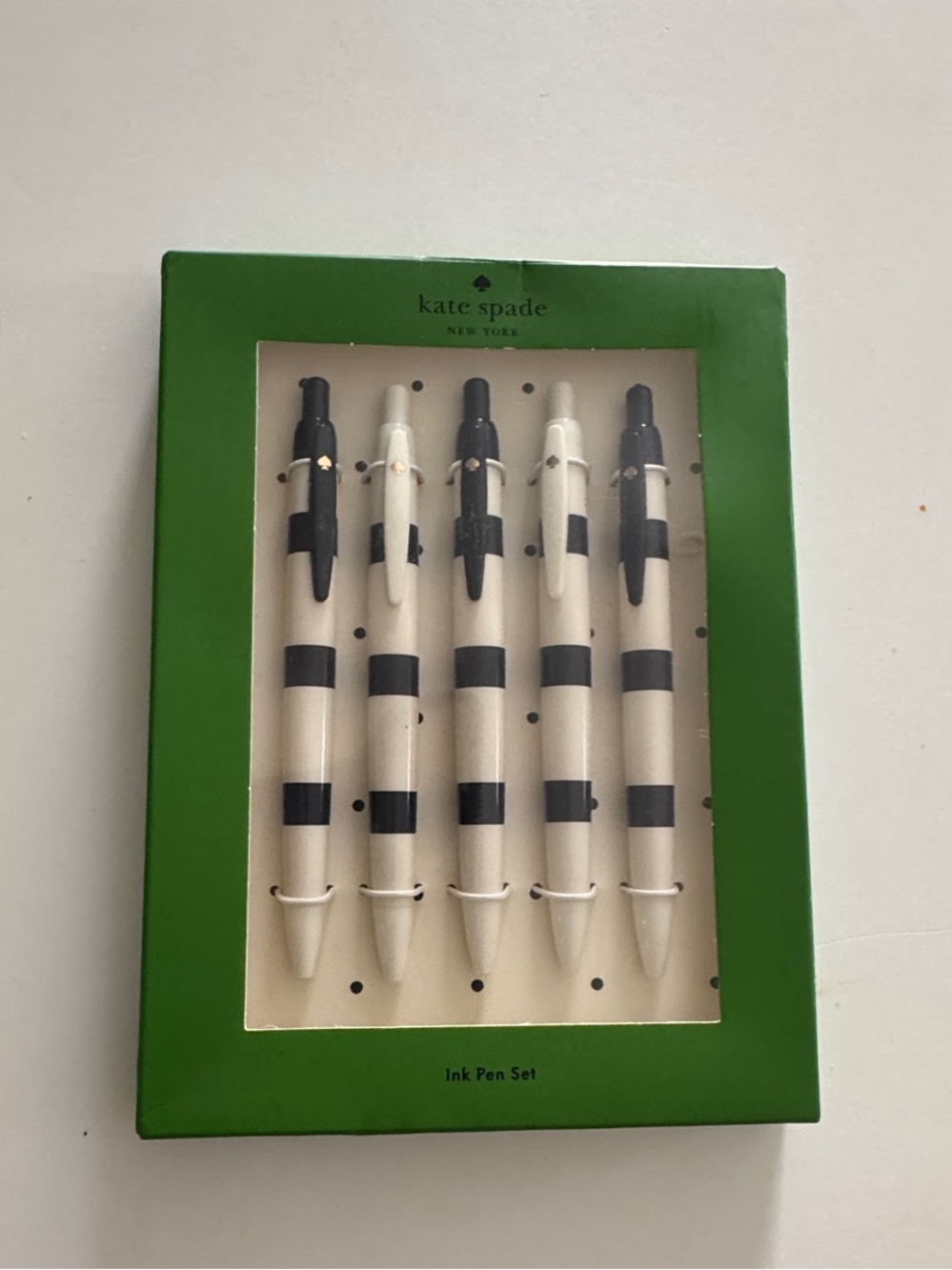 kate spade Breton Stripe Black Ink Pen Set of 5